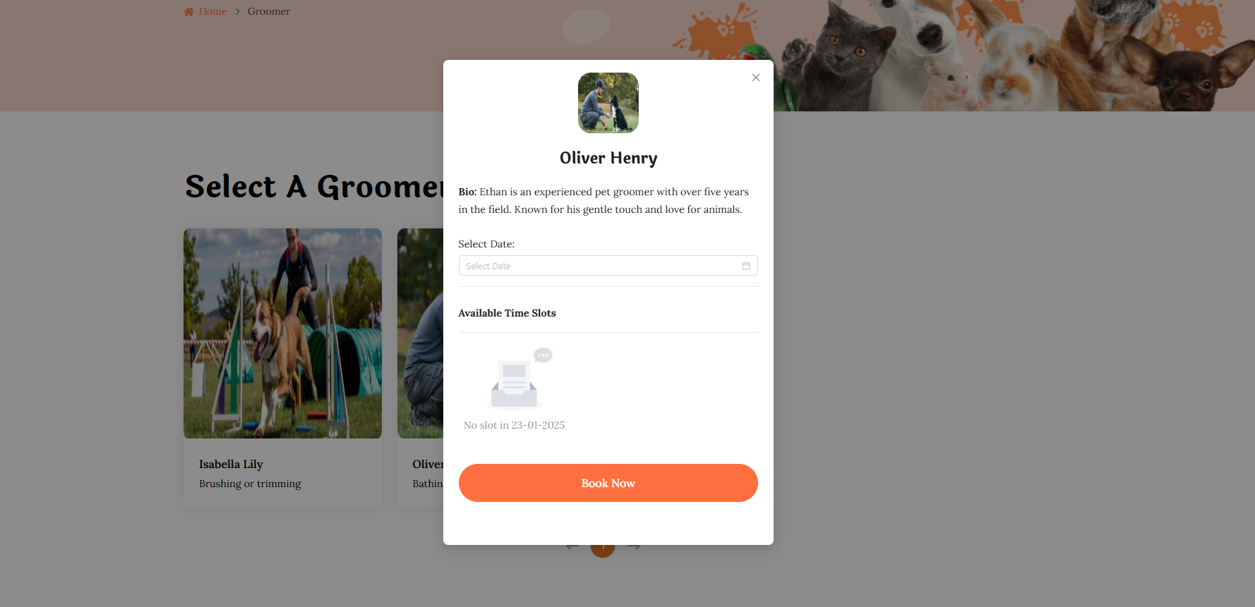 Grooming Available Schedule