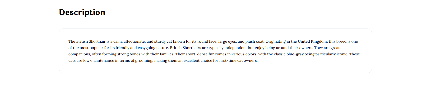 Pet Description